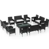 Best 16-delige Loungeset met kussens poly rattan zwart Tuinmeubelen