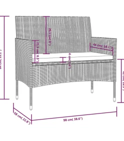 Best 16-delige Loungeset met kussens poly rattan zwart Tuinmeubelen