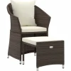 Discount 2-delige Loungeset met kussens poly rattan bruin Tuinmeubelen