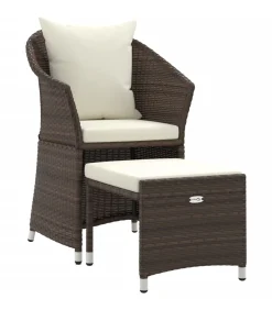 Discount 2-delige Loungeset met kussens poly rattan bruin Tuinmeubelen