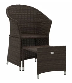 Discount 2-delige Loungeset met kussens poly rattan bruin Tuinmeubelen