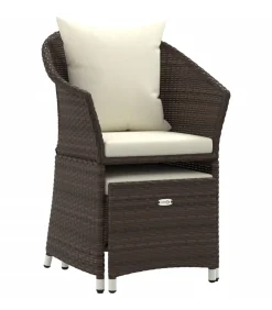 Discount 2-delige Loungeset met kussens poly rattan bruin Tuinmeubelen