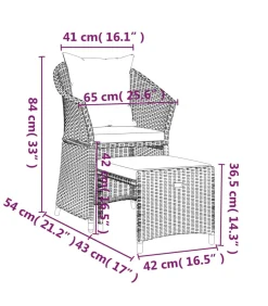 Discount 2-delige Loungeset met kussens poly rattan bruin Tuinmeubelen