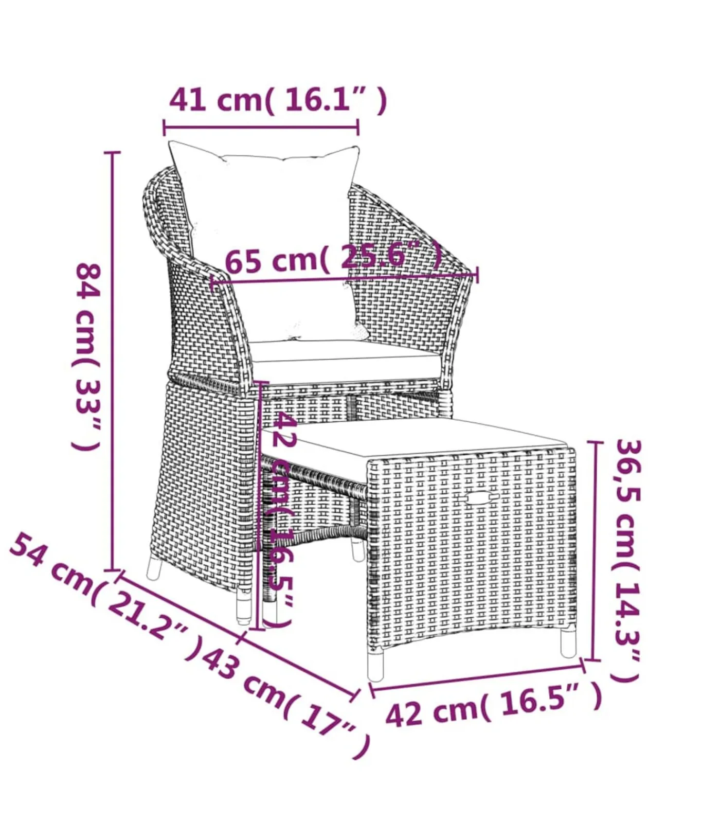 Discount 2-delige Loungeset met kussens poly rattan bruin Tuinmeubelen
