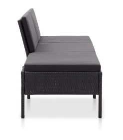 Online 3-delige Loungeset met kussens poly rattan zwart Tuinmeubelen