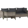 New 4-delige Loungeset met kussens poly rattan grijs Tuinmeubelen