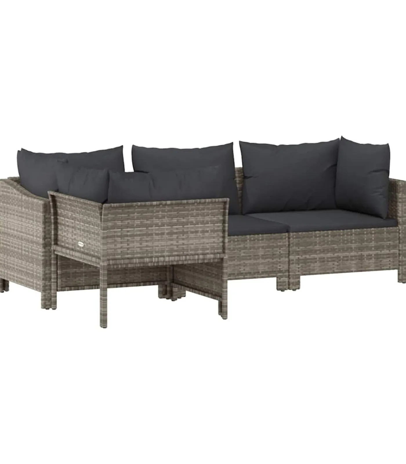 New 4-delige Loungeset met kussens poly rattan grijs Tuinmeubelen