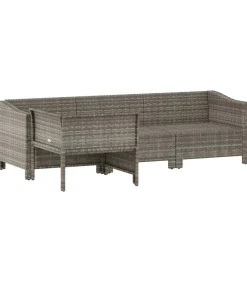 New 4-delige Loungeset met kussens poly rattan grijs Tuinmeubelen