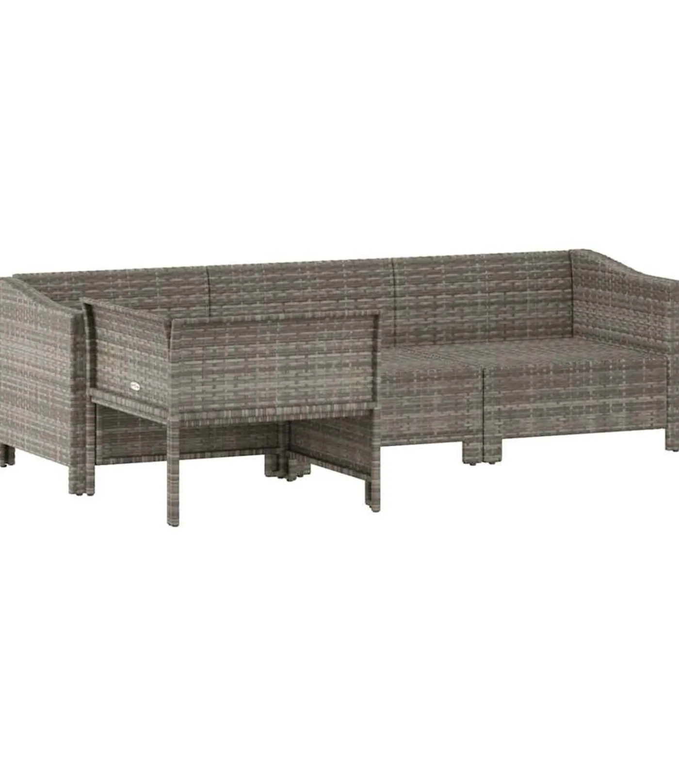 New 4-delige Loungeset met kussens poly rattan grijs Tuinmeubelen
