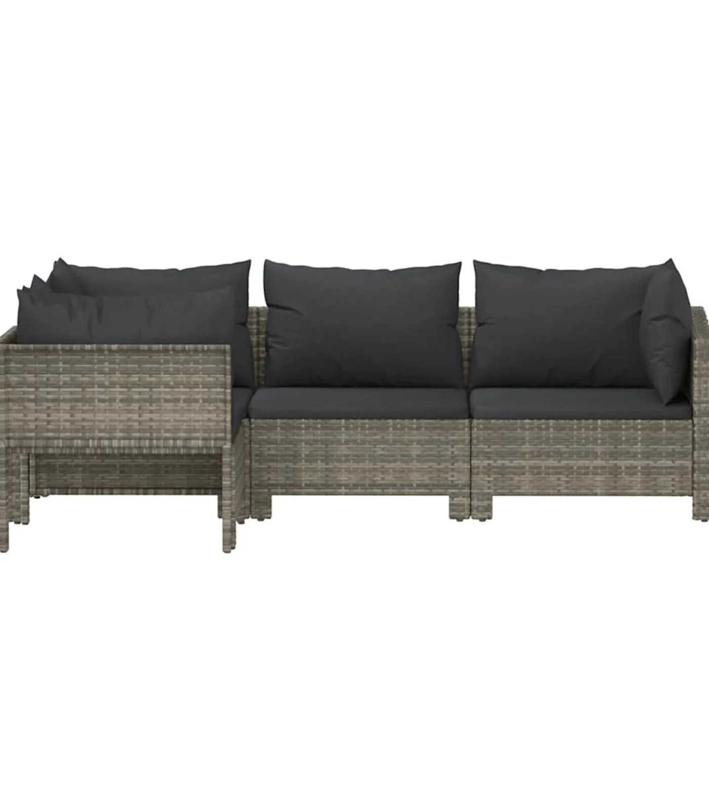 New 4-delige Loungeset met kussens poly rattan grijs Tuinmeubelen