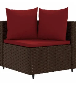 7-delige Loungeset met kussens poly rattan bruin Tuinmeubelen