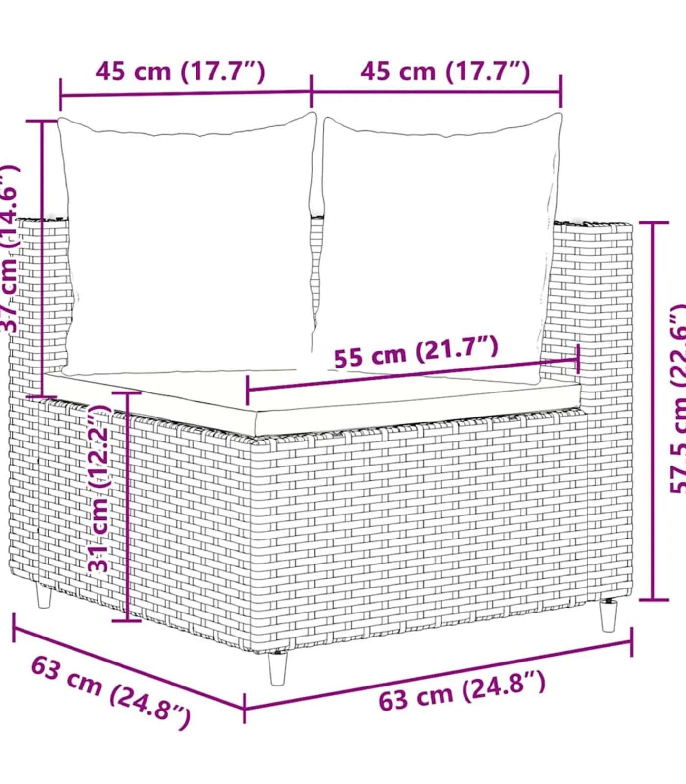 7-delige Loungeset met kussens poly rattan bruin Tuinmeubelen