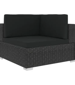 Discount 3-delige Loungeset met kussens poly rattan zwart Tuinmeubelen