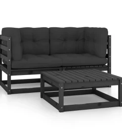New 3-delige Loungeset met kussens massief grenenhout Tuinmeubelen