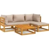 Discount 5-delige Loungeset met kussens massief hout taupe Tuinmeubelen