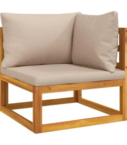 Discount 5-delige Loungeset met kussens massief hout taupe Tuinmeubelen