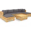 7-delige Loungeset met kussens massief teakhout Tuinmeubelen