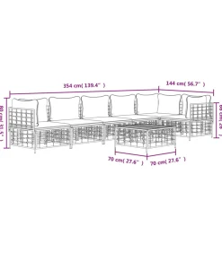 Clearance 7-delige Loungeset met kussens poly rattan antracietkleurig Tuinmeubelen