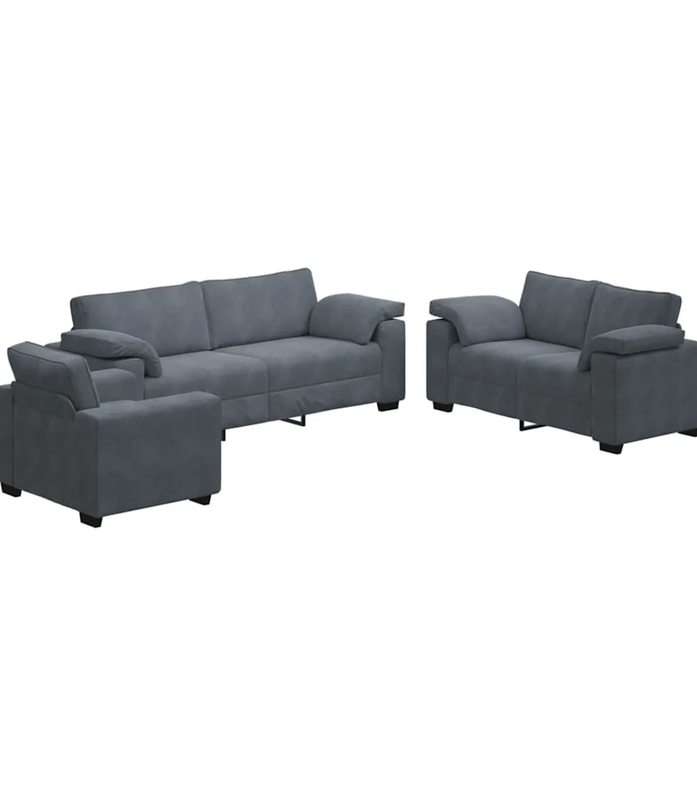 Clearance 3-delige Loungeset met kussens fluweel donkergrijs Zetels