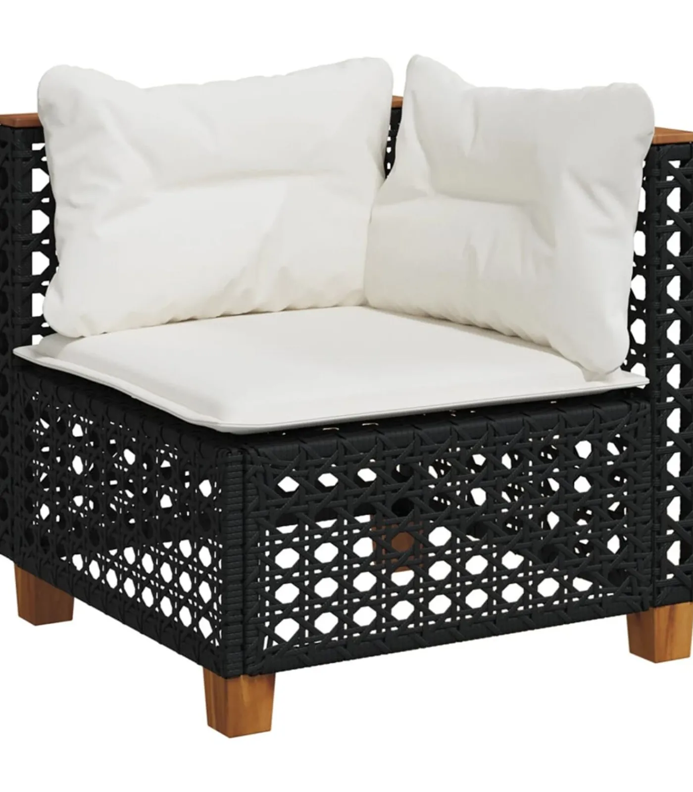 Outlet 7-delige Loungeset met kussens poly rattan zwart Tuinmeubelen