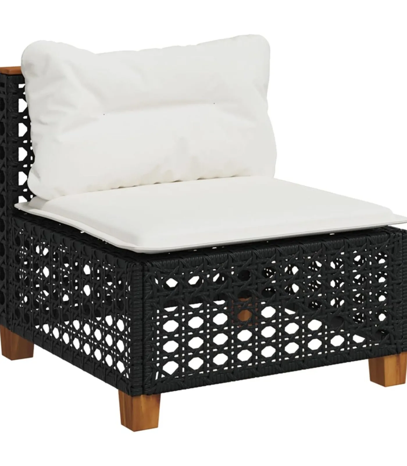 Outlet 7-delige Loungeset met kussens poly rattan zwart Tuinmeubelen