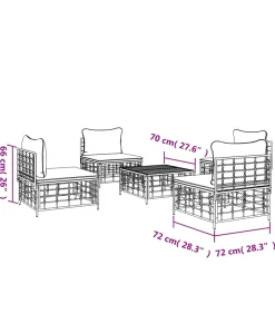 Hot 5-delige Loungeset met kussens poly rattan antracietkleurig Tuinmeubelen
