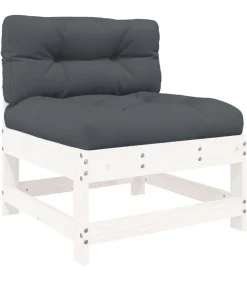 Clearance 6-delige Loungeset met kussens massief hout wit Tuinmeubelen