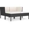 New 4-delige Loungeset met kussens poly rattan zwart Tuinmeubelen