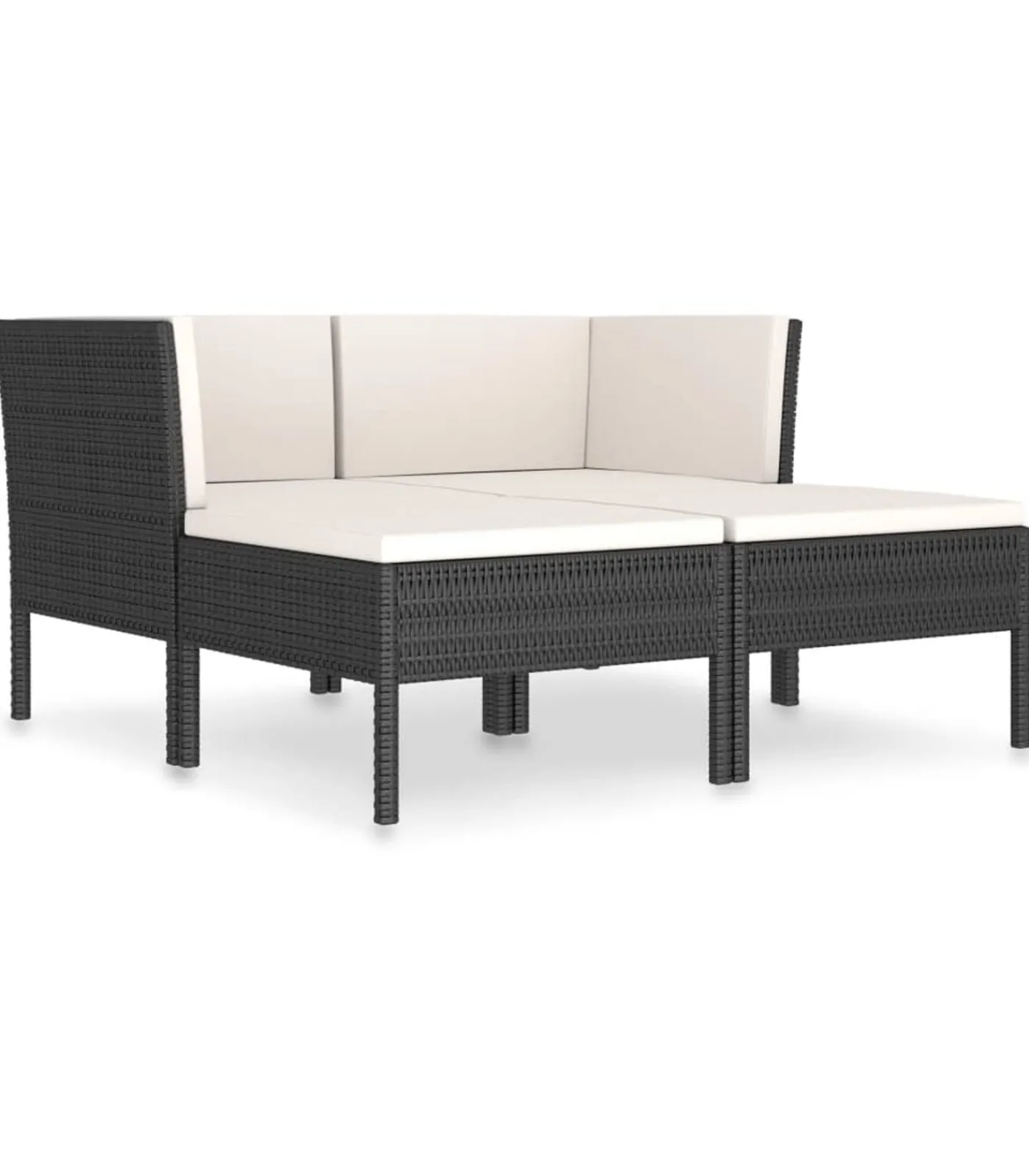 New 4-delige Loungeset met kussens poly rattan zwart Tuinmeubelen