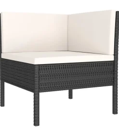 New 4-delige Loungeset met kussens poly rattan zwart Tuinmeubelen