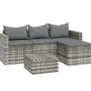 Clearance 3-delige Loungeset met kussens poly rattan grijs Tuinmeubelen