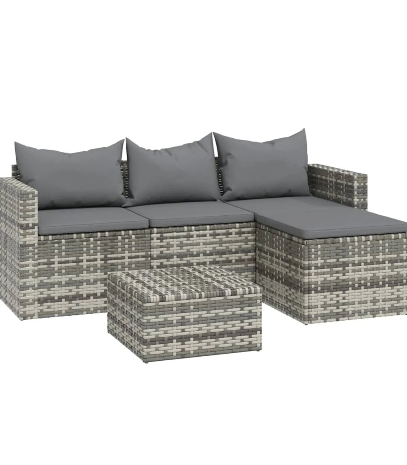 Clearance 3-delige Loungeset met kussens poly rattan grijs Tuinmeubelen