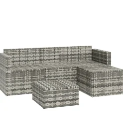 Clearance 3-delige Loungeset met kussens poly rattan grijs Tuinmeubelen