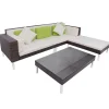 4-delige Loungeset met kussens poly rattan bruin Tuinmeubelen