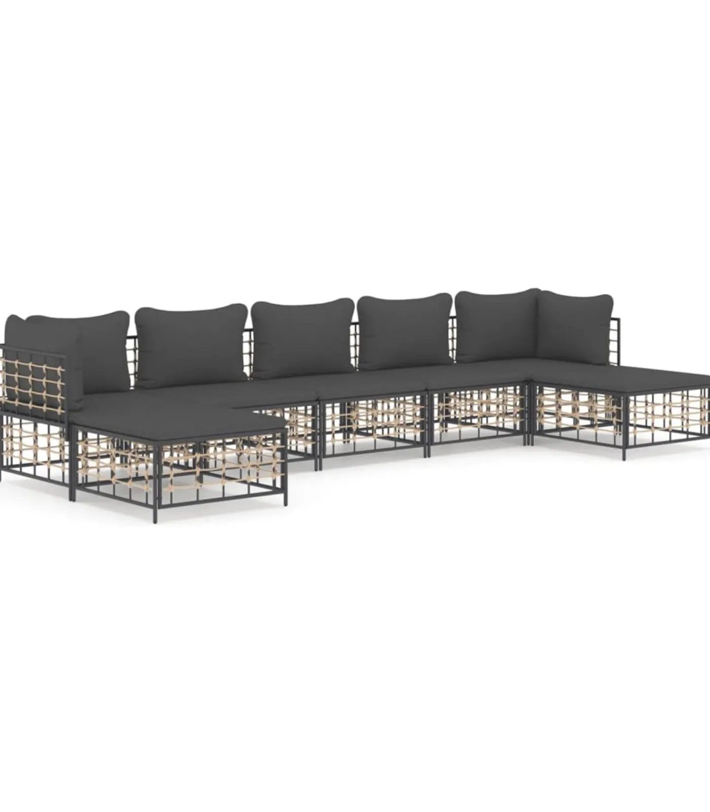 Online 7-delige Loungeset met kussens poly rattan antracietkleurig Tuinmeubelen