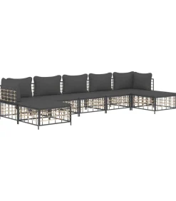 Online 7-delige Loungeset met kussens poly rattan antracietkleurig Tuinmeubelen
