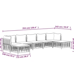 Online 7-delige Loungeset met kussens poly rattan antracietkleurig Tuinmeubelen