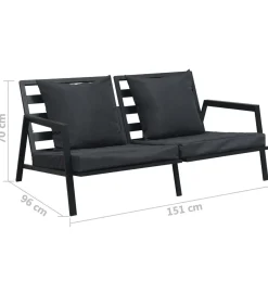 Hot 4-delige Loungeset met kussens aluminium donkergrijs Tuinmeubelen