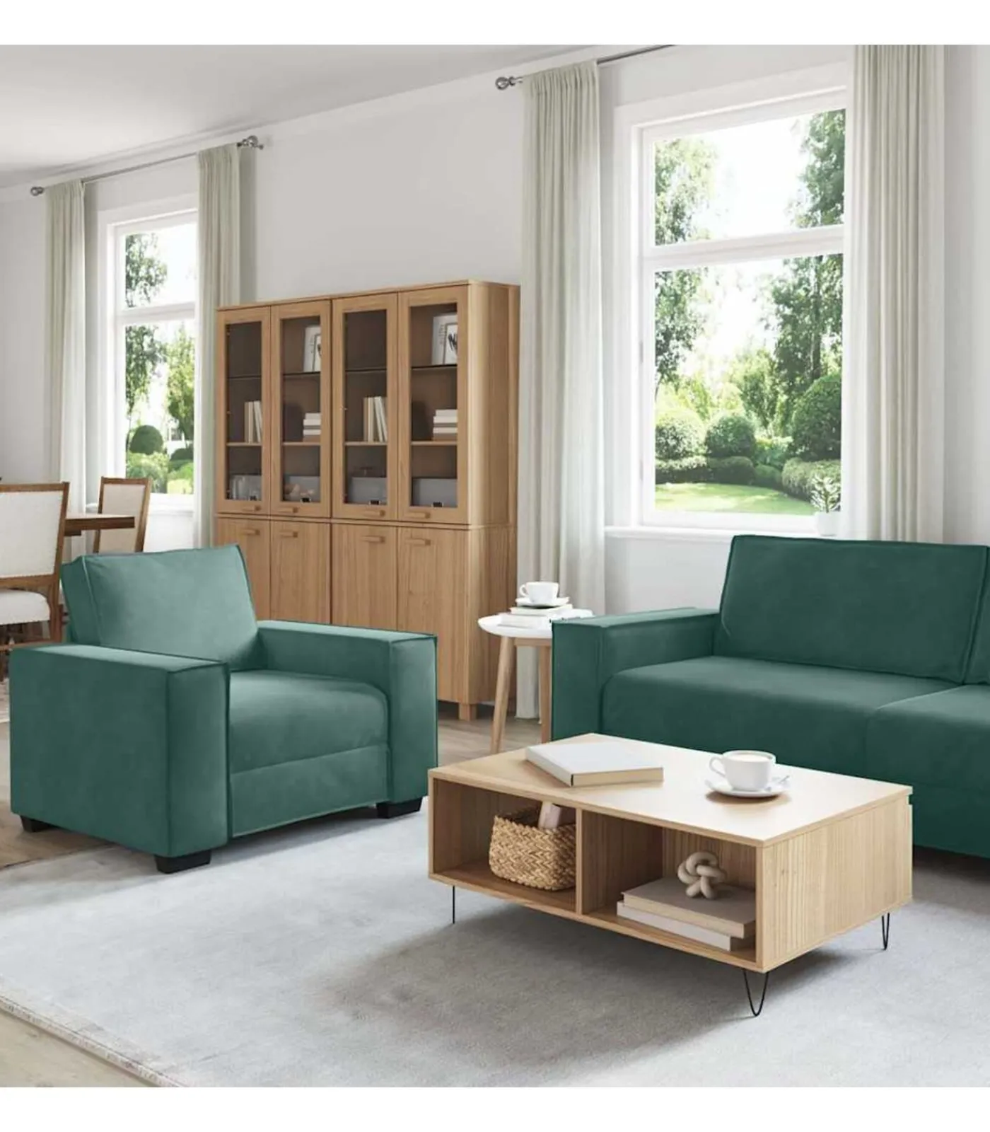 Clearance 3-delige Loungeset met kussens fluweel donkergroen Zetels