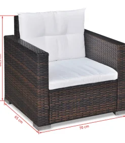 New 6-delige Loungeset met kussens poly rattan bruin Tuinmeubelen
