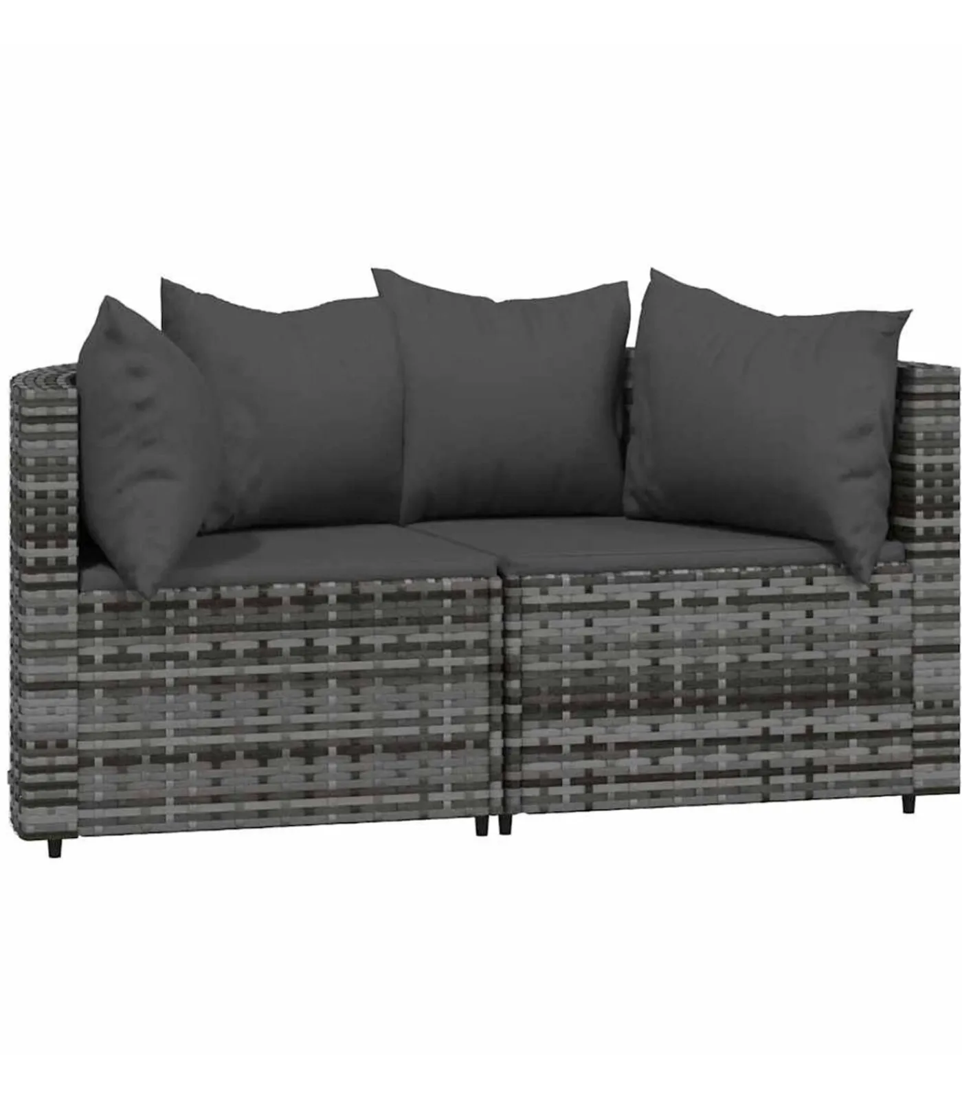 Clearance 3-delige Loungeset met kussens poly rattan grijs Tuinmeubelen