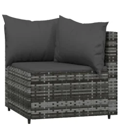 Clearance 3-delige Loungeset met kussens poly rattan grijs Tuinmeubelen