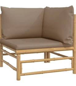 Best 11-delige Loungeset met kussens bamboe taupe Tuinmeubelen