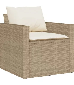 Hot 4-delige Loungeset met kussens poly rattan beige Tuinmeubelen