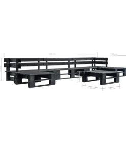 Online 6-delige Loungeset pallet hout zwart Tuinmeubelen