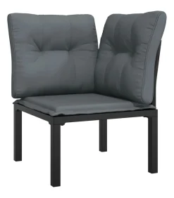 5-delige Loungeset poly rattan zwart en grijs Tuinmeubelen