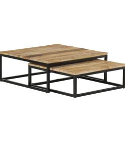 Discount 2-delige Salontafelset massief mangohout Tafels