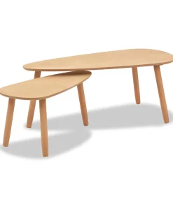 2-delige Salontafelset massief grenenhout bruin Tafels