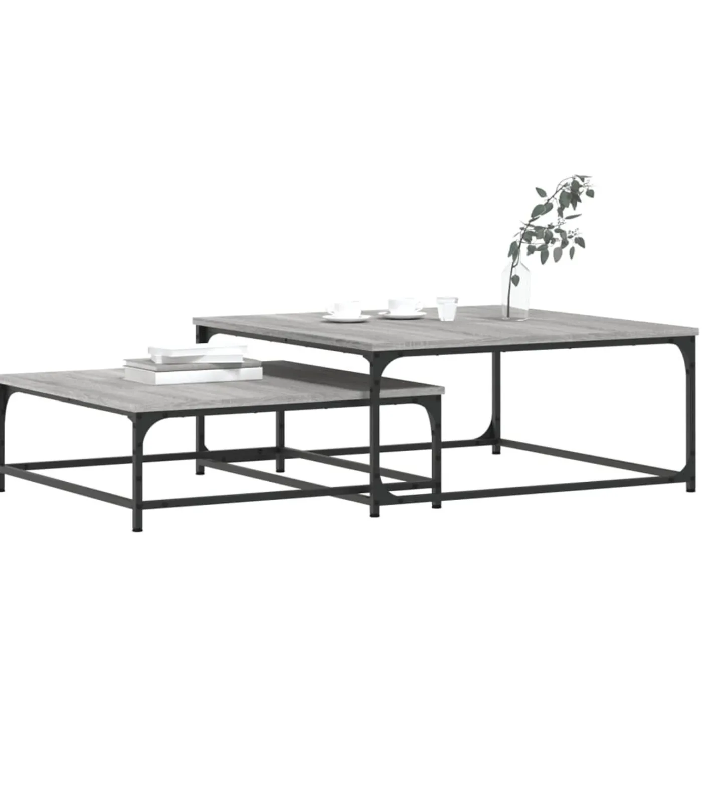 New 2-delige Tafeltjesset bewerkt hout grijs sonoma eikenkleurig Tafels