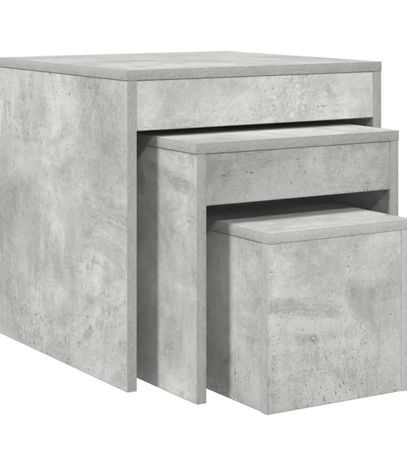 Outlet 3-delige Tafeltjesset bewerkt hout betongrijs Tafels